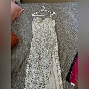 White Sequin Dress w/ slit